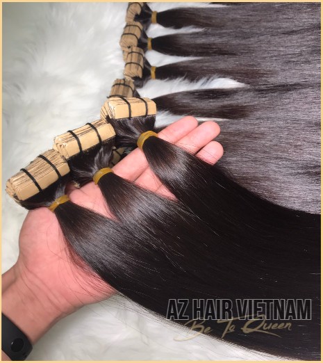 Tape In Hair Extensions Straight Natural Color Best Quality Wholesale Price  List Human Hair Vietnam - AZ Hair