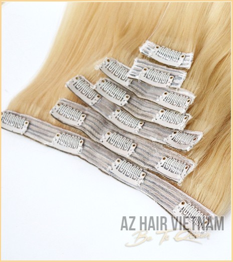 Clip In Hair Extensions Blonde Color Vietnamese Hair Quality