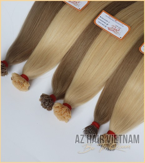 Nano Tip Hair Extensions Straight Hair Color #613 and #14c - AZ Hair