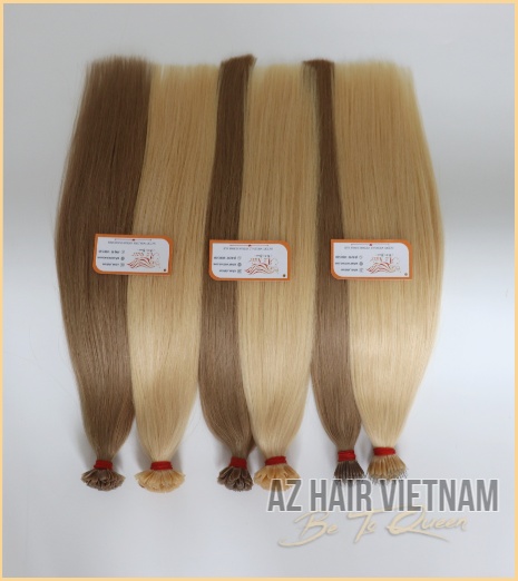 Nano Tip Hair Extensions Straight Hair Color #613 and #14c - AZ Hair