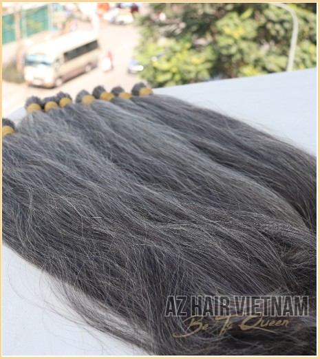 Bulk Hair Extensions White Grey Color Vietnamese Hair Quality