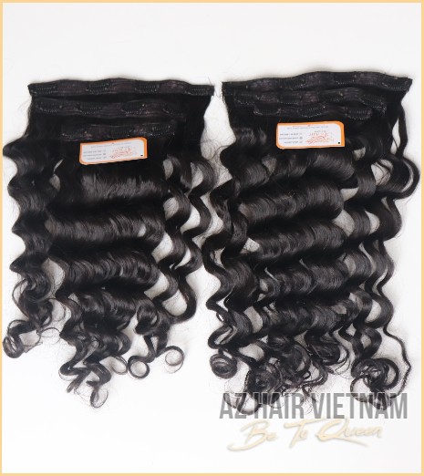Clip In Hair Extensions Natural Wavy Black Color #1B