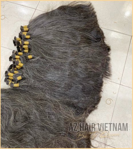 Bulk Hair Extensions White Grey Vietnamese Hair Quality For Hair Bleaching