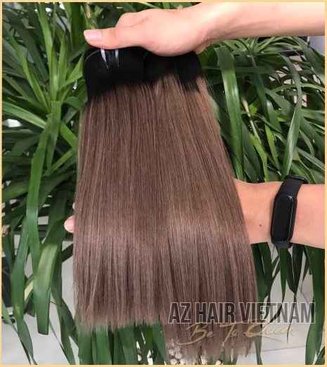 Ombre Straight Hair Extensions AZ37 Texture Color Human Hair Vietnamese
