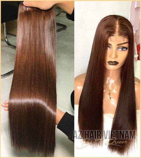 Weave Bone Straight Hair Vietnamese Quality Super Double Drawn Quality Chocolate Color