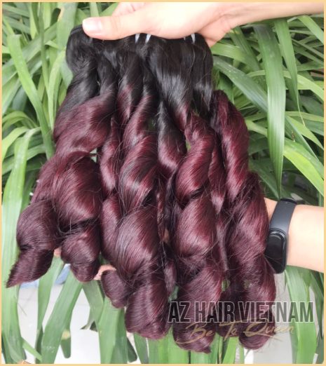 Funmi Wavy Ombre Wine Color Black Root Vietnamese Hair