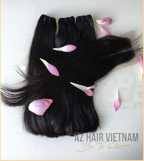 Straight Weft Hair In Super Double Drawn Quality #1b Black Color