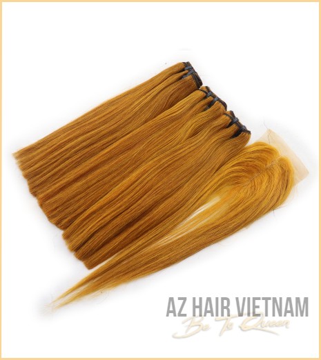 Weave Straight Hair Extensions Yellow Color AZ09 Vietnamese Hair