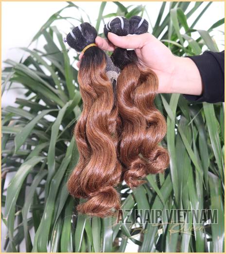 Ocean Wavy Texture Ombre Color Brown Human Hair Vietnamese