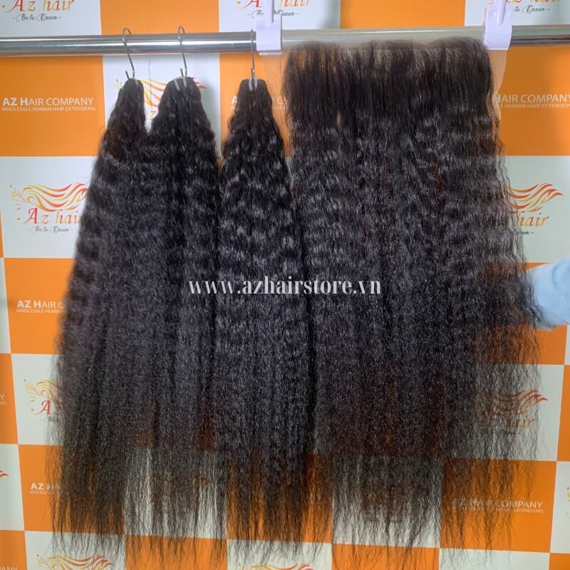 Hot selling Kinky Straight Weft Hair Extensions High Quality