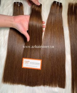 Premium-Weft-Bone-Straight-Hair-in-Brown-Color-High-Quality-Lustrous-and-Shiny