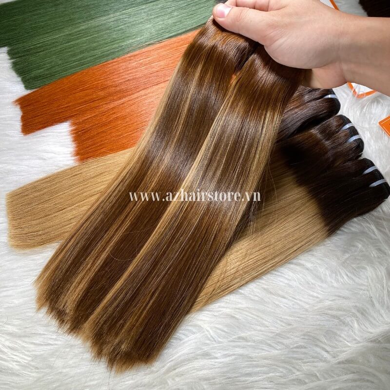 Wholesale Vietnamese Highlighted Weft Hair Extensions 100% Raw Hair