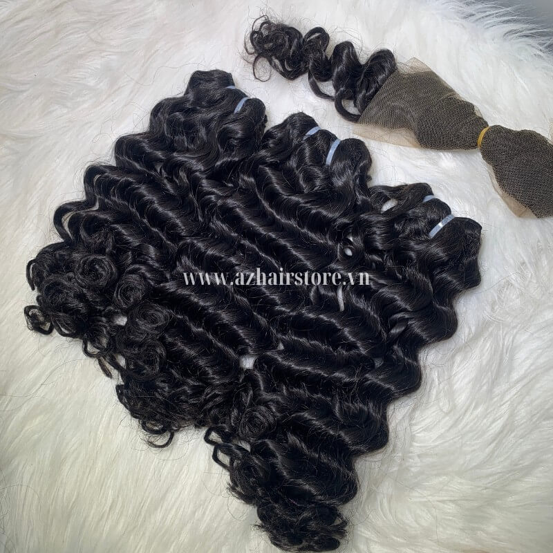 Wholesale Vietnamese Regular Weft Human Hair Extensions Deep Wavy Premium Quality