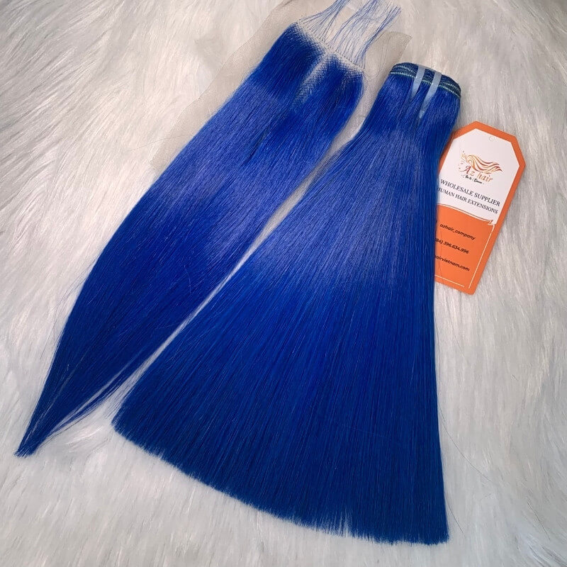 100% Full Cuticle Bone Straight Blue Color Wholesale Price