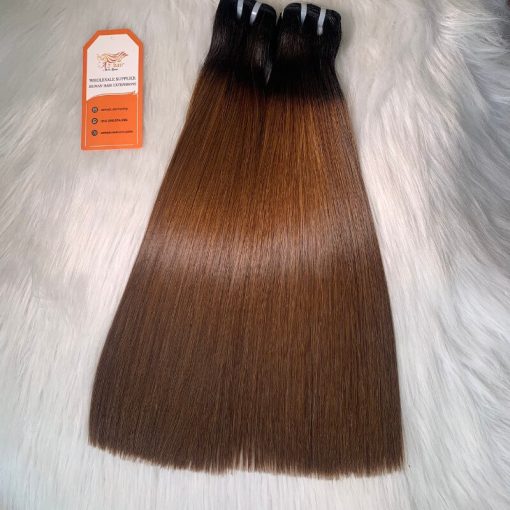 Luxury-Weft-Bone-Straight-Hair-100%-Vietnamese-Human-Hair-Ombre-Color