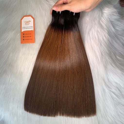 Luxury-Weft-Bone-Straight-Hair-100%-Vietnamese-Human-Hair-Ombre-Color