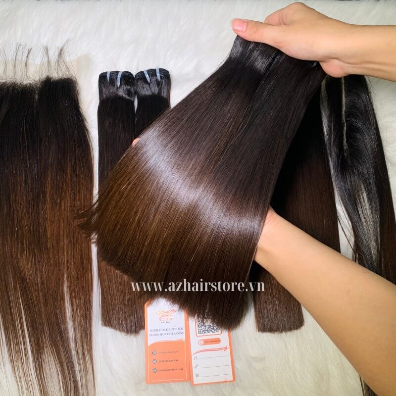 Premium Vietnamese Bone Straight Hair 8″-34″ Brown Tip Factory Price