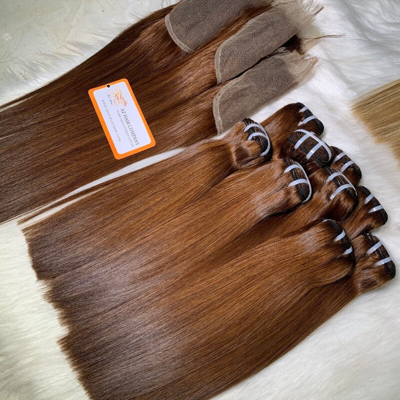 Top Wholesale Bone Straight Hair Brown Color 100% Vietnamese Human Hair