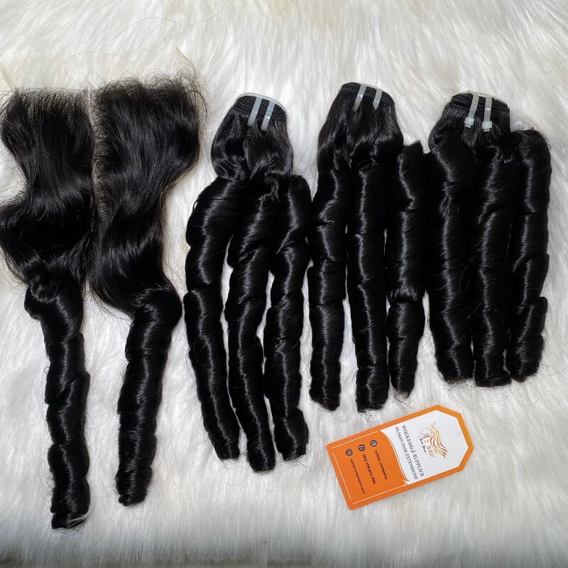Luxury Curly Weft Hair Extensions Dancing Curly Textured Raw Hair Quality