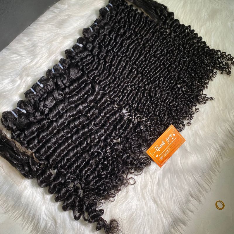 High-quality Weft Curly Hair Extensions Premium Hair Quality 100% Raw Hair