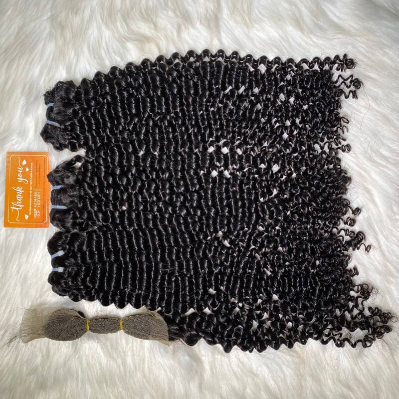 Luxury Curly Weft Hair Extensions 100% Raw Vietnamese Hair Wholesale