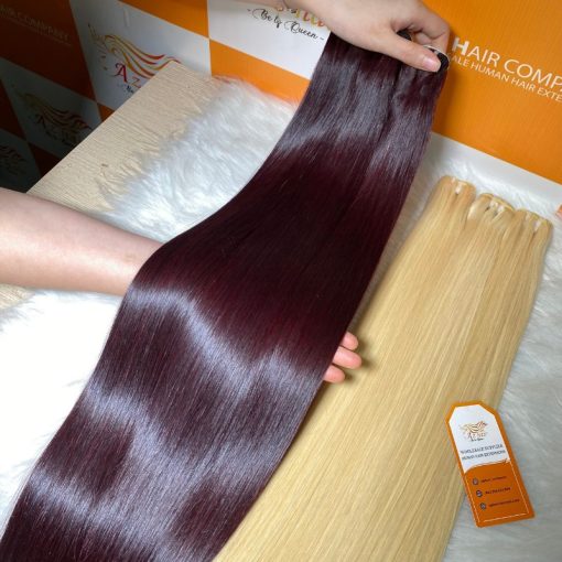 Premium-Colored-Weft-Bone-Straight-Hair-100%-Human-Hair-Wholesale-Price