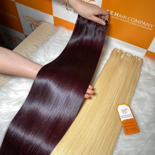 Premium-Colored-Weft-Bone-Straight-Hair-100%-Human-Hair-Wholesale-Price